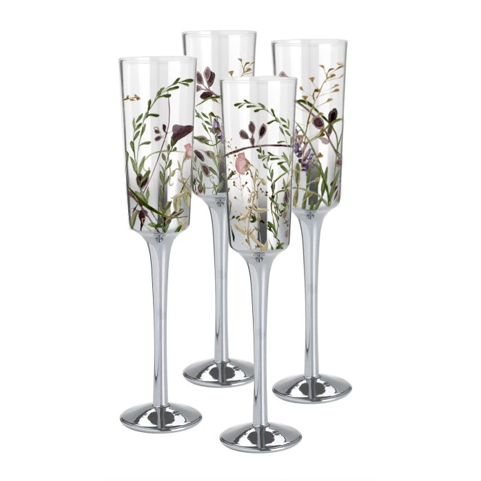 Wildflower Champagne Flutes Set of 4