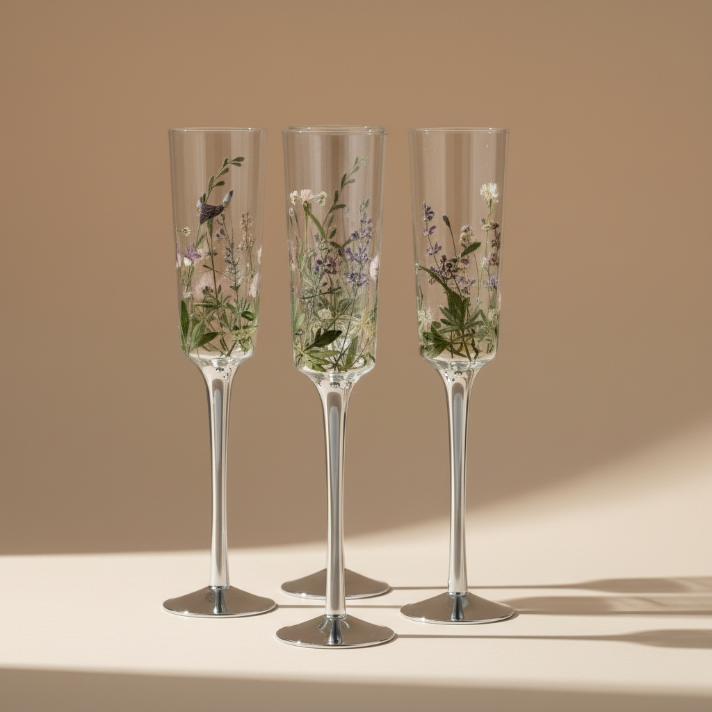 Wildflower Champagne Flutes Set of 4
