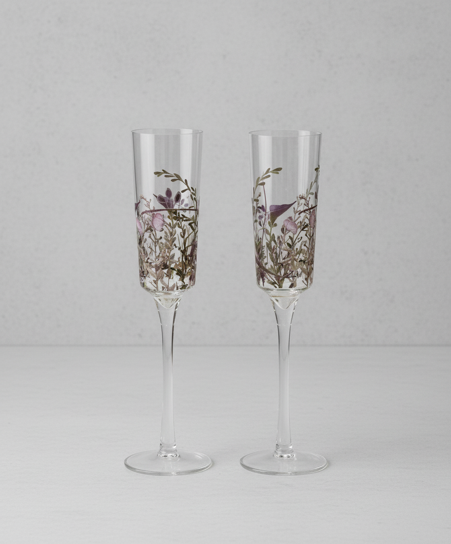 Wildflower Champagne Flutes Set of 4